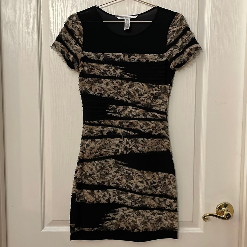 Diane Von Furstenberg Noelle Layer Silk Blend Mini Dress Size P